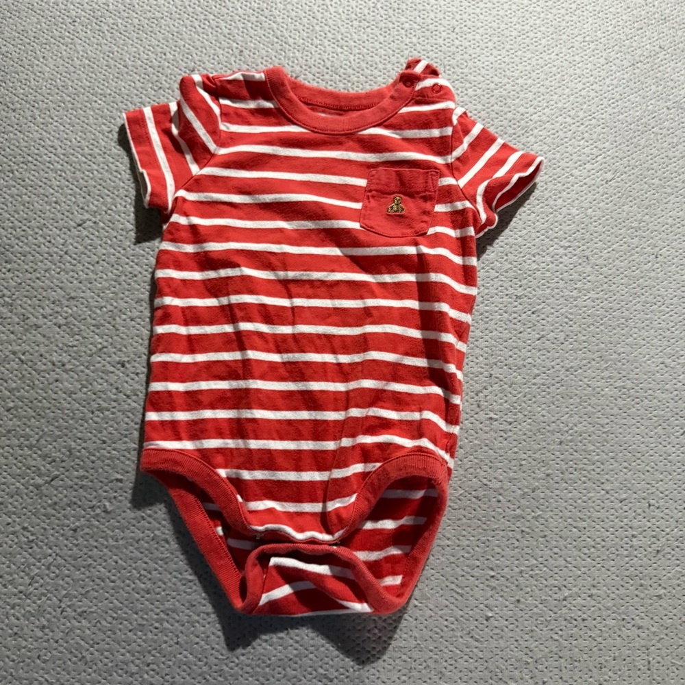 BabyGap Brannan’s Favorite Red and White Striped Baby Bodysuit Teddy Bear 18-24M